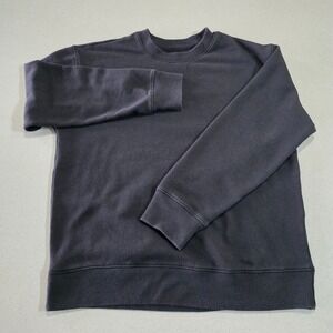 Unbranded Mens Black Crewneck Sweatshirt Fleece‎ Pullover V-Stitch Detail L